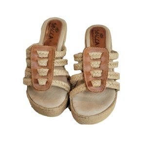 Sbicca Hand Made in California Braided Jute Wedge Sandal Size 9